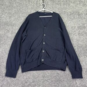 Gap Sweater Mens XL Blue Cotton Knit V Neck Button Cardigan Pockets Lightweight